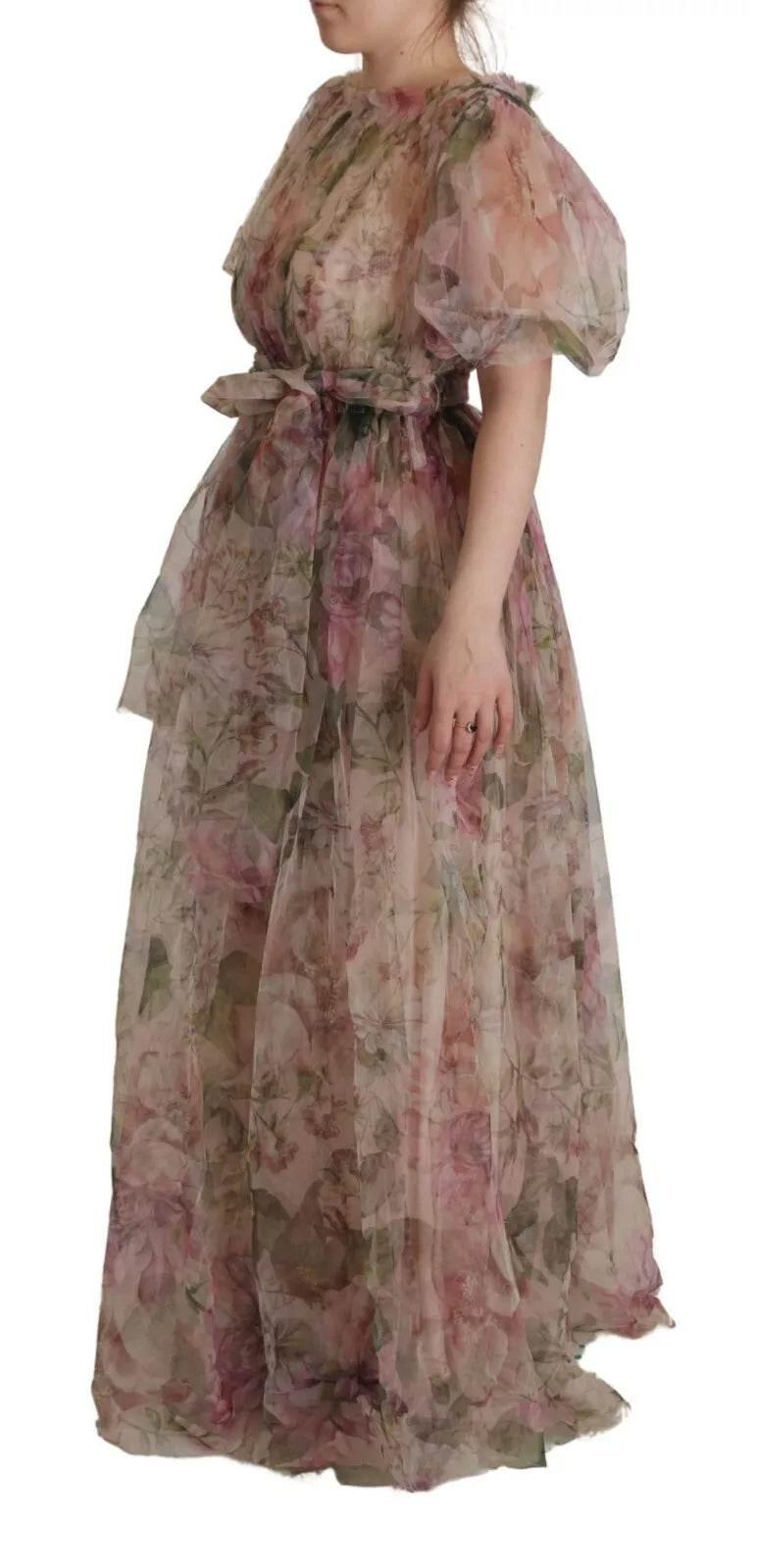 Dolce & Gabbana Multicolor Floral Print Long Maxi Gown Dress - Hilstor