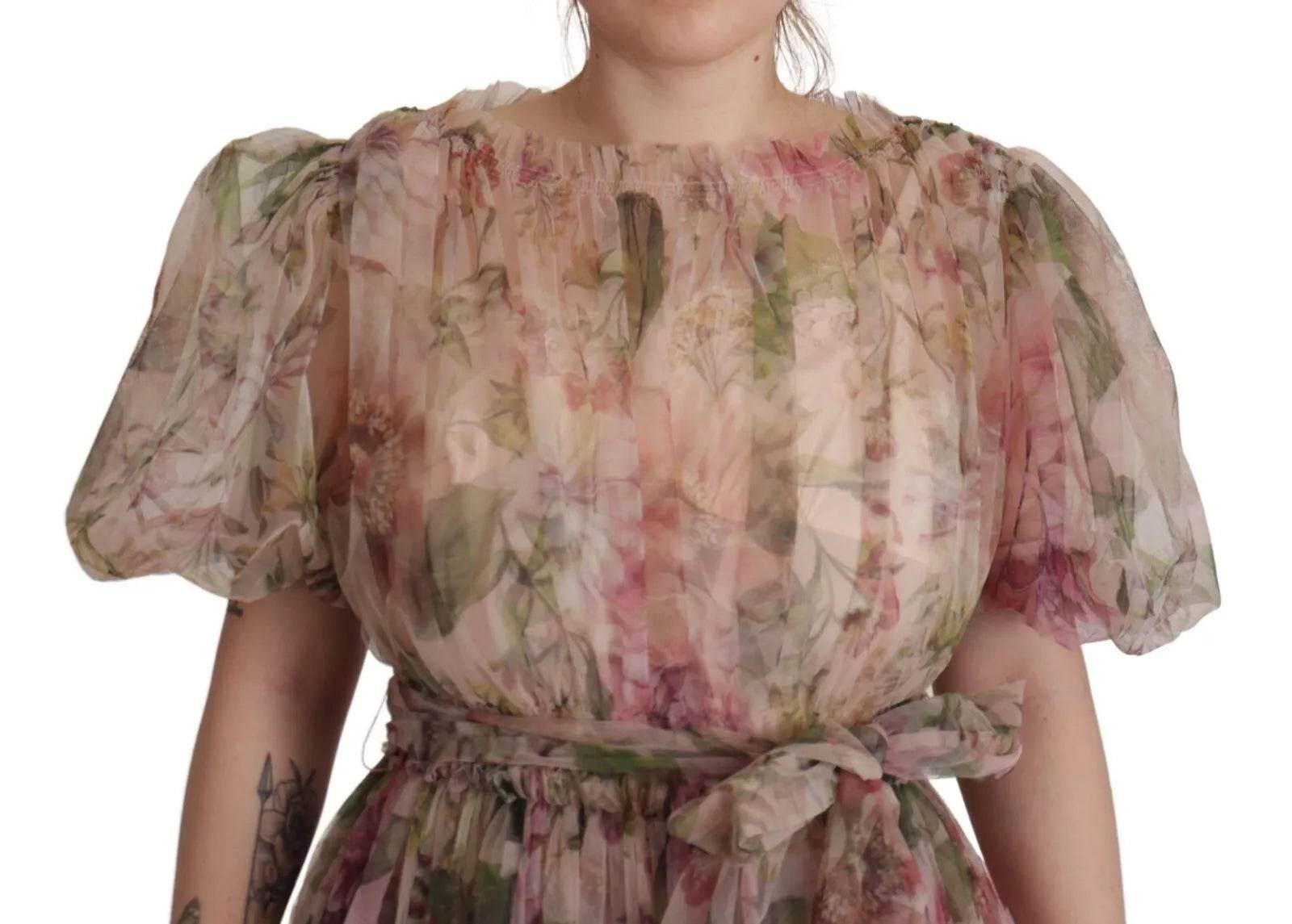 Dolce & Gabbana Multicolor Floral Print Long Maxi Gown Dress - Hilstor