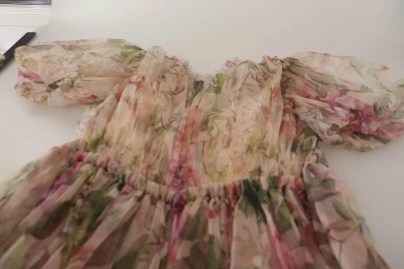 Dolce & Gabbana Multicolor Floral Print Long Maxi Gown Dress - Hilstor