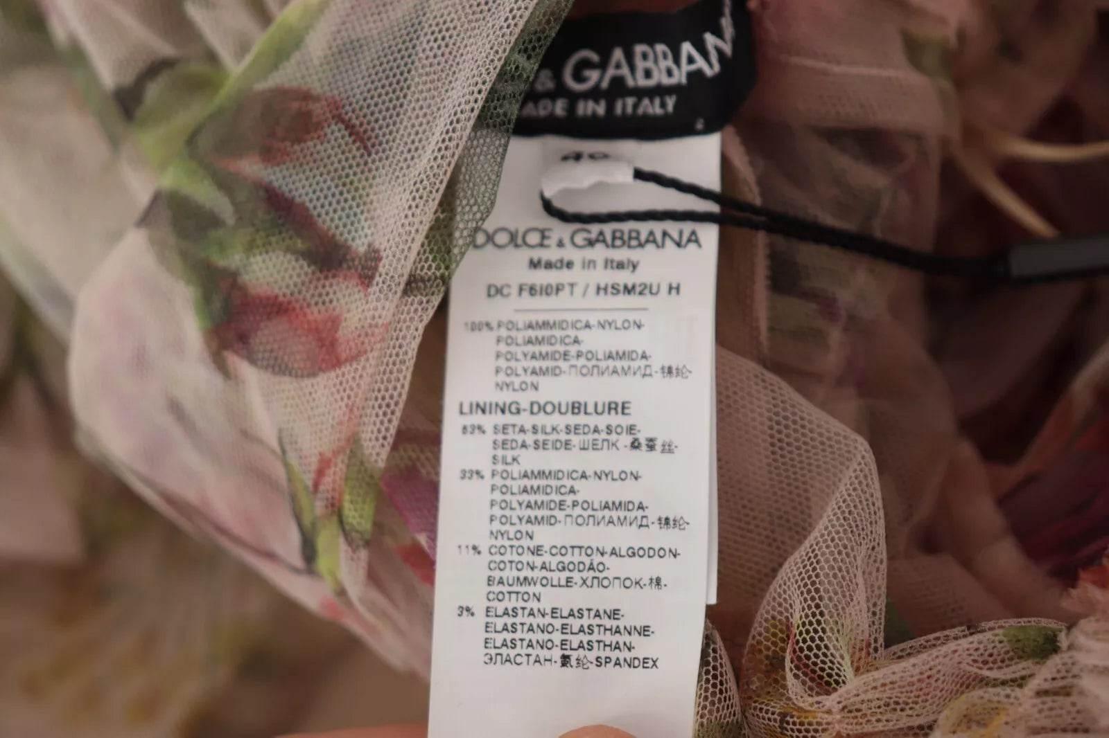 Dolce & Gabbana Multicolor Floral Print Long Maxi Gown Dress - Hilstor