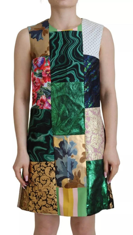 Dolce & Gabbana Multicolor Jacquard Patchwork Shift Mini Dress - Hilstor