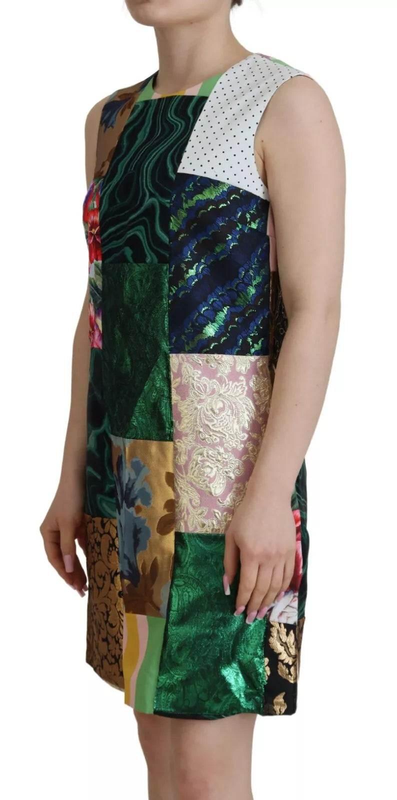 Dolce & Gabbana Multicolor Jacquard Patchwork Shift Mini Dress - Hilstor