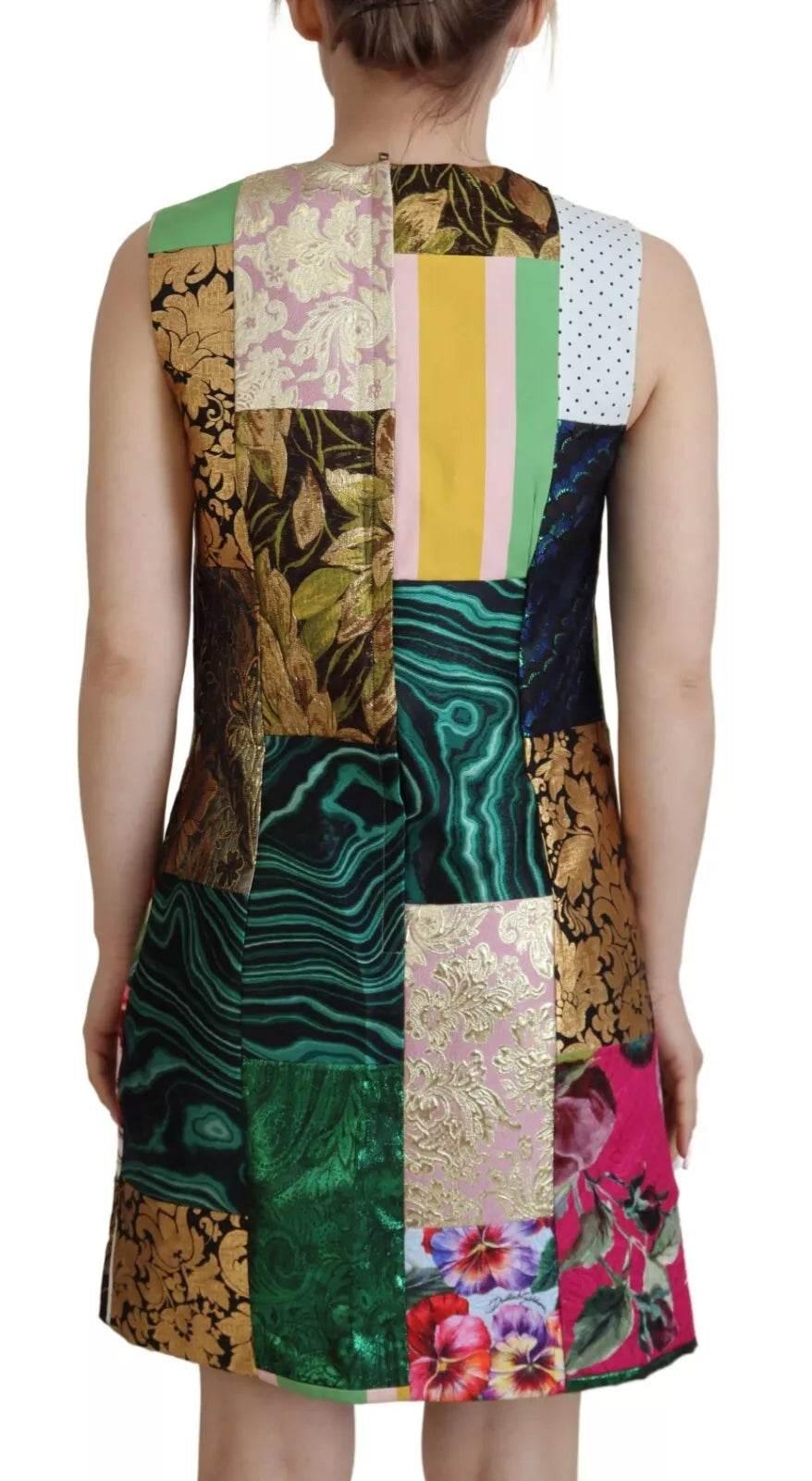 Dolce & Gabbana Multicolor Jacquard Patchwork Shift Mini Dress - Hilstor