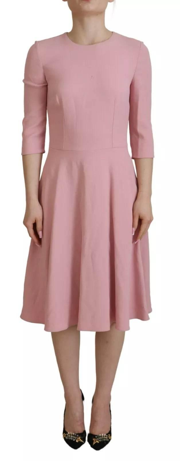 Dolce & Gabbana Pink A-line Flare Viscose 3/4 Sleeves Dress - Hilstor