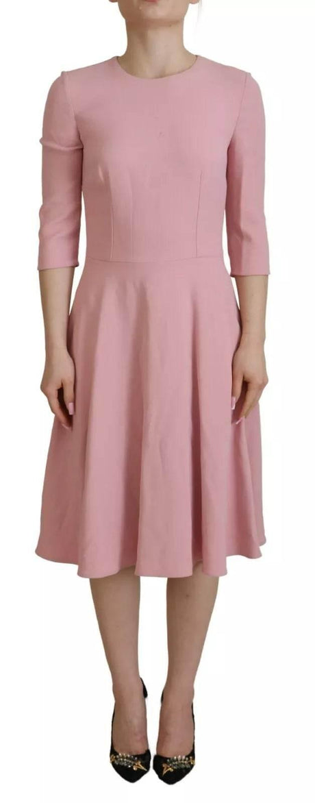 Dolce & Gabbana Pink A-line Flare Viscose 3/4 Sleeves Dress - Hilstor