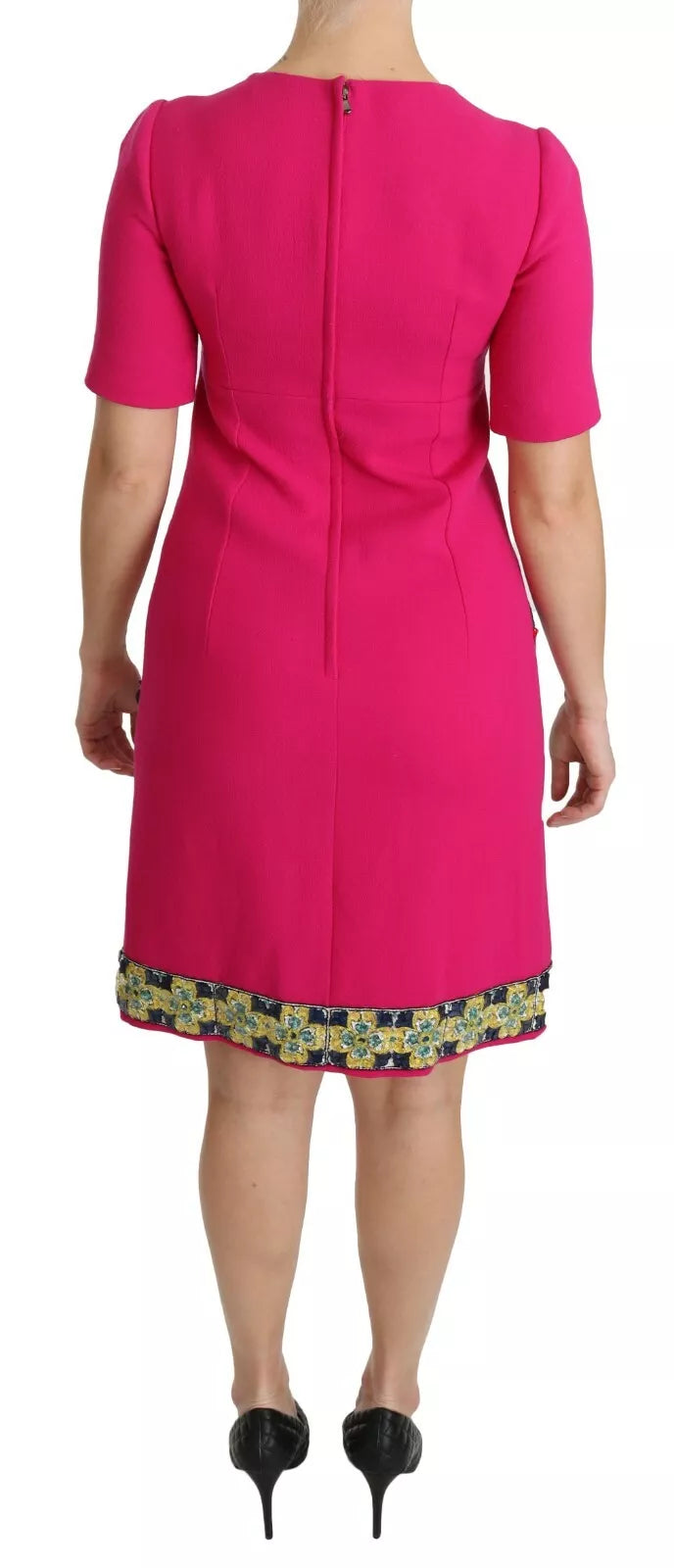 Dolce &amp; Gabbana Pink Italia Forever Crystal Sheath Kjole