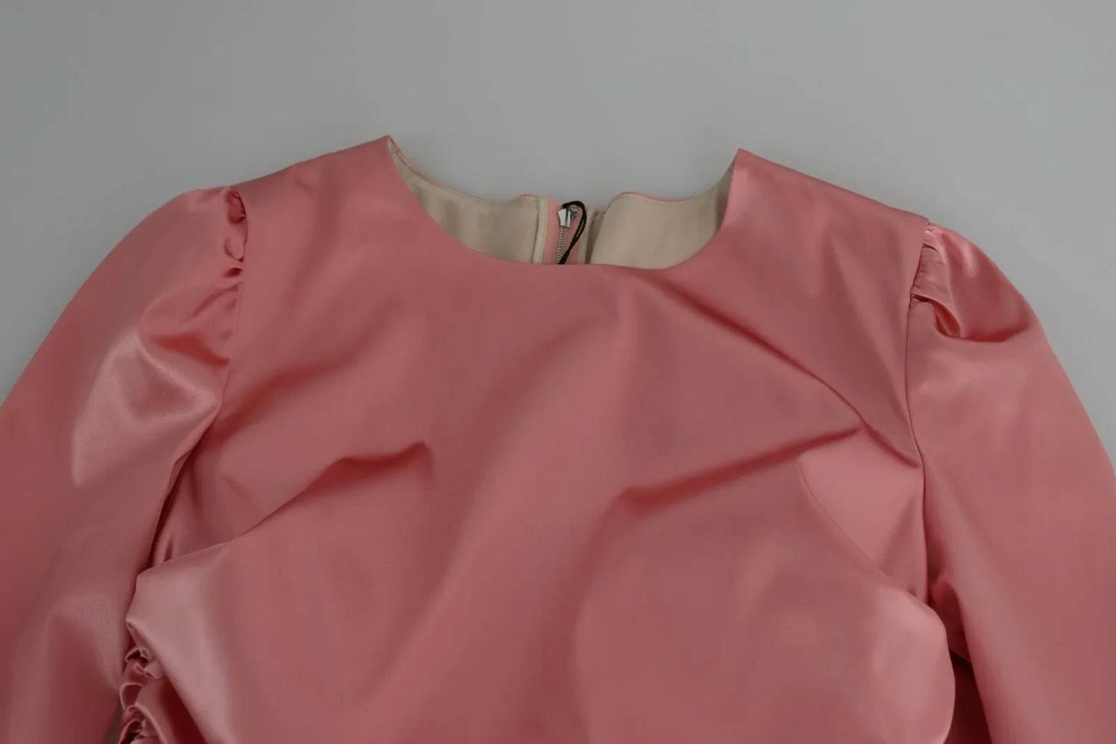 Dolce & Gabbana Pink Long Sleeves Bodycon Sheath Midi Dress - Hilstor