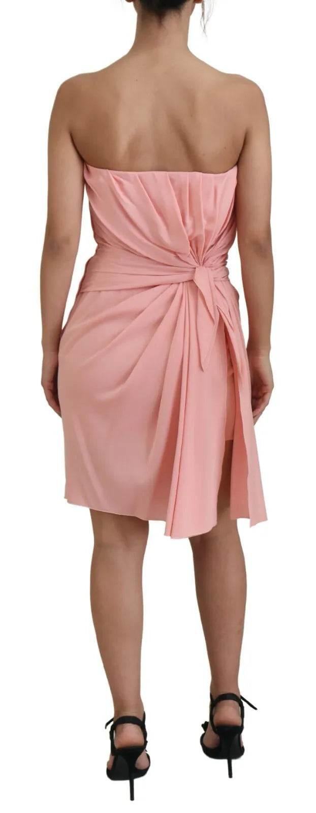 Dolce & Gabbana Pink Silk Stretch Strapless Sheath Dress - Hilstor
