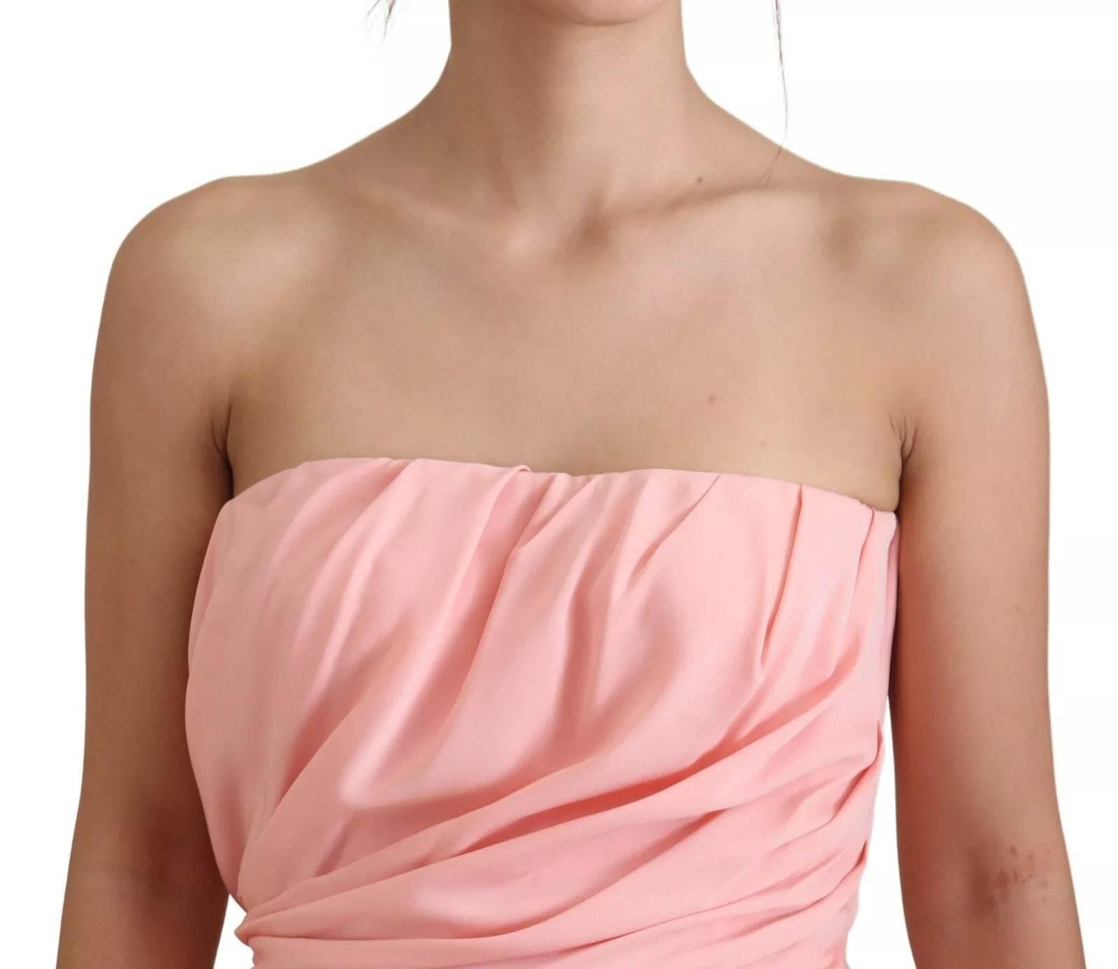 Dolce & Gabbana Pink Silk Stretch Strapless Sheath Dress - Hilstor