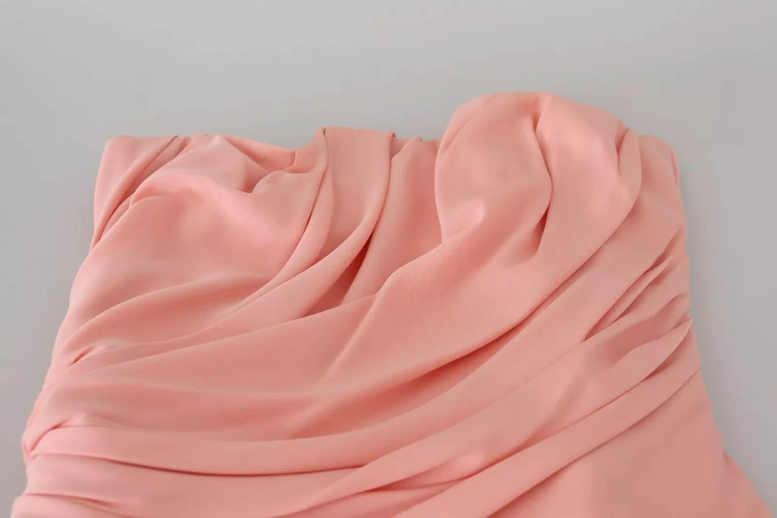 Dolce & Gabbana Pink Silk Stretch Strapless Sheath Dress - Hilstor