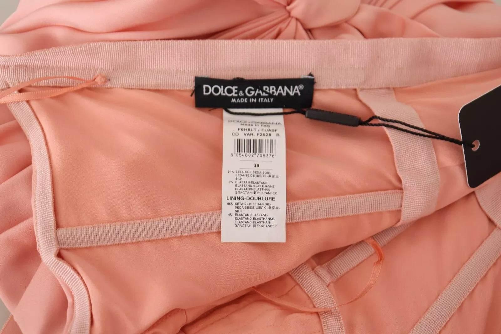 Dolce & Gabbana Pink Silk Stretch Strapless Sheath Dress - Hilstor