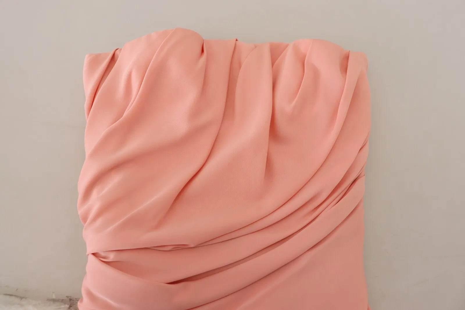 Dolce & Gabbana Pink Silk Stretch Strapless Sheath Midi Dress - Hilstor