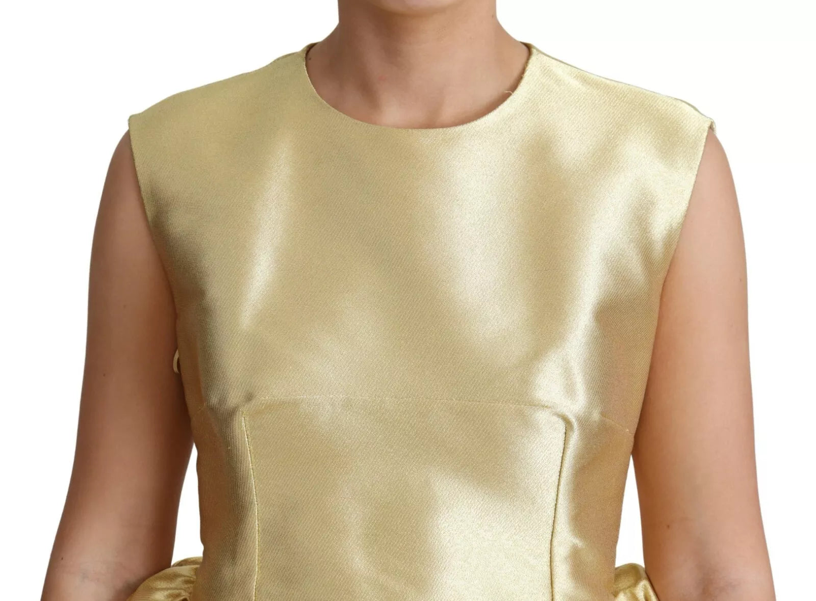 Dolce &amp; Gabbana guld polyester ærmeløs A-line tyl kjole