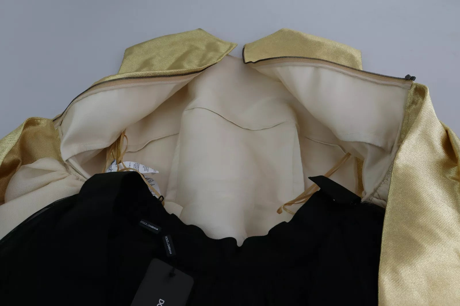 Dolce &amp; Gabbana guld polyester ærmeløs A-line tyl kjole