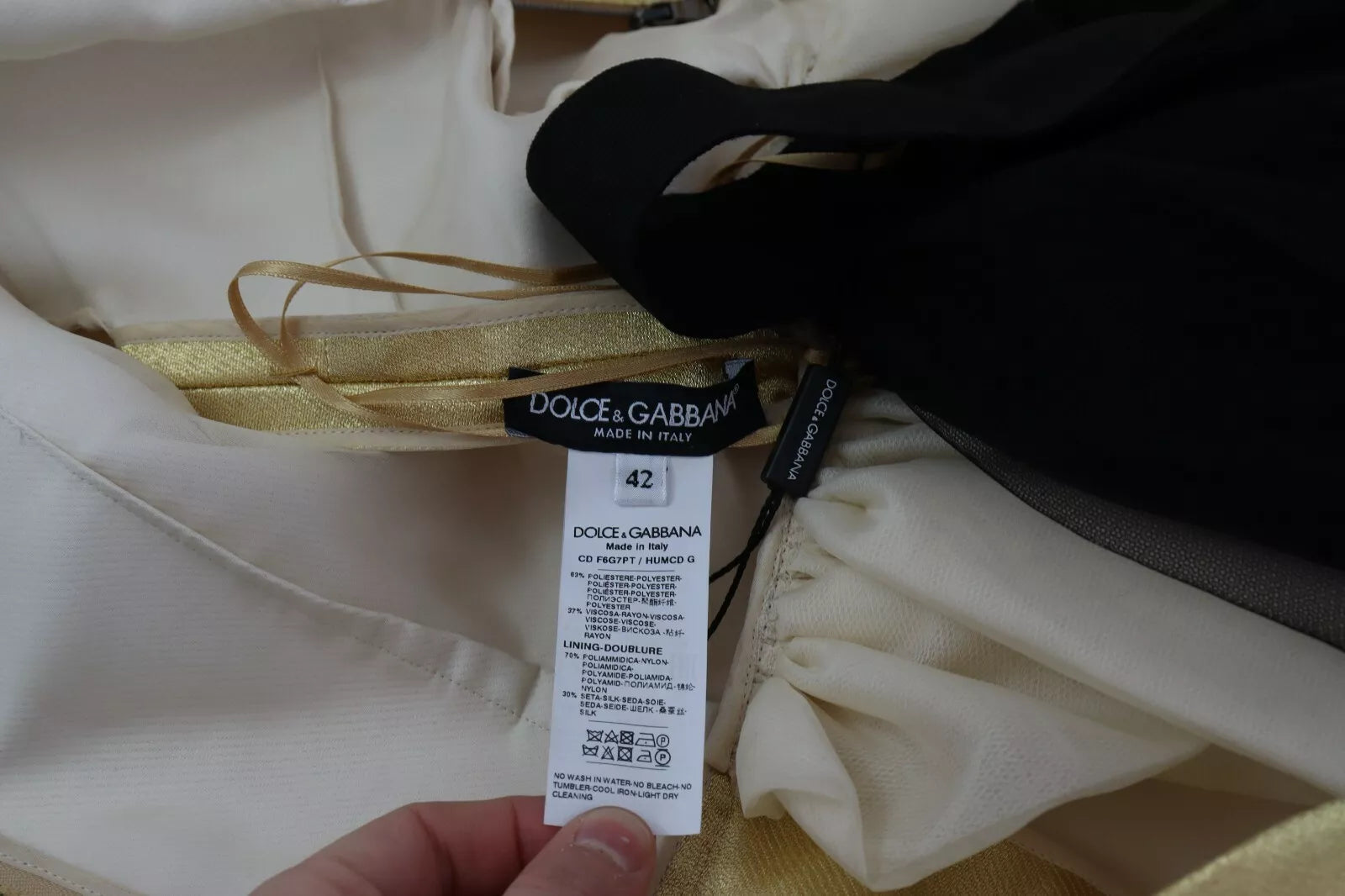 Dolce &amp; Gabbana polyester guld ærmeløs A-line tyl kjole