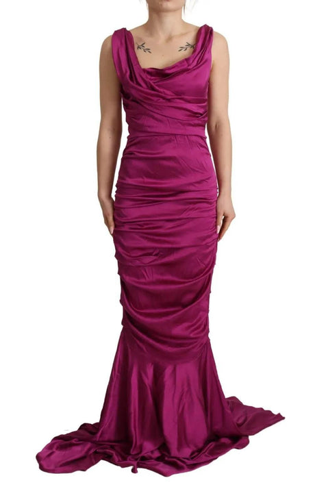 Dolce & Gabbana Sheath Mermaid Fuchsia Silk Stretch Gown Dress - Hilstor