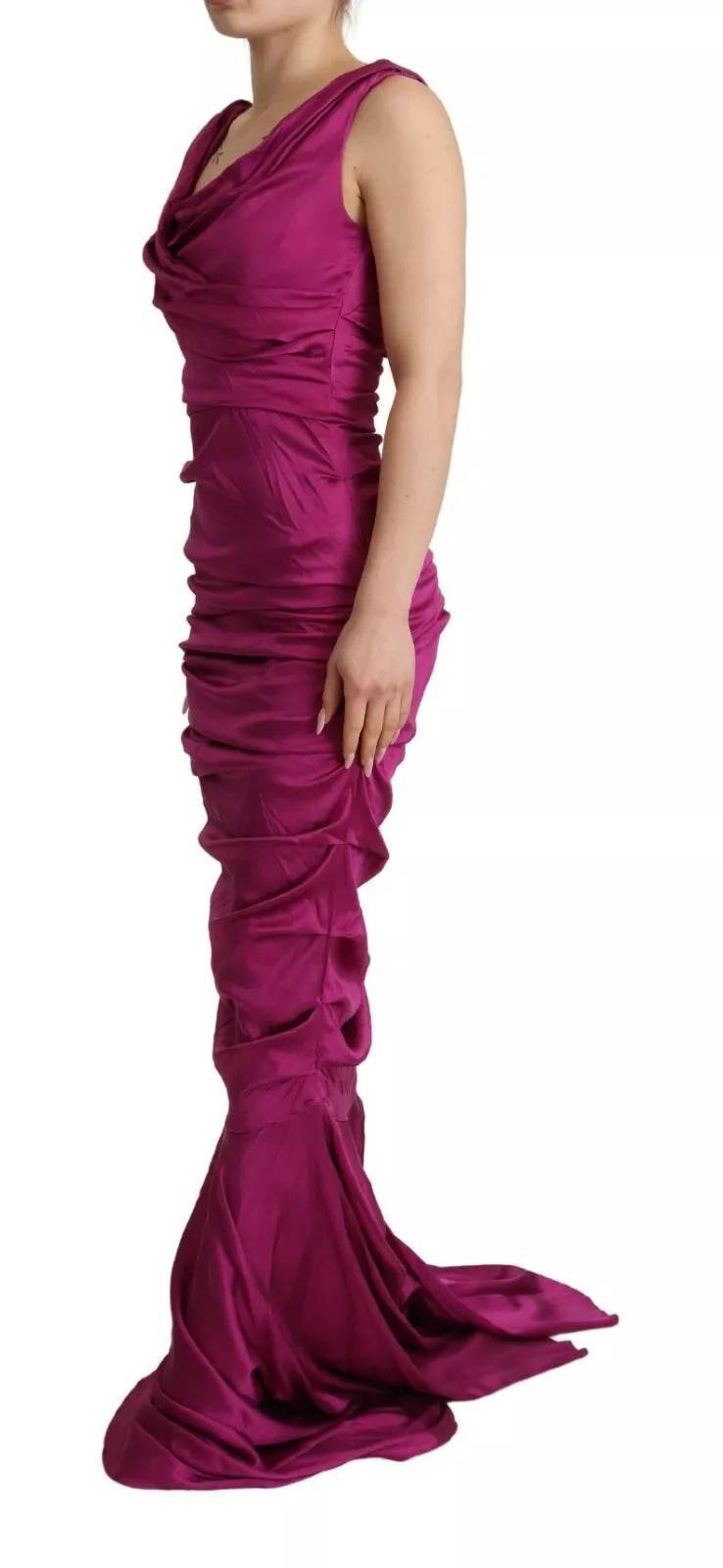 Dolce & Gabbana Sheath Mermaid Fuchsia Silk Stretch Gown Dress - Hilstor