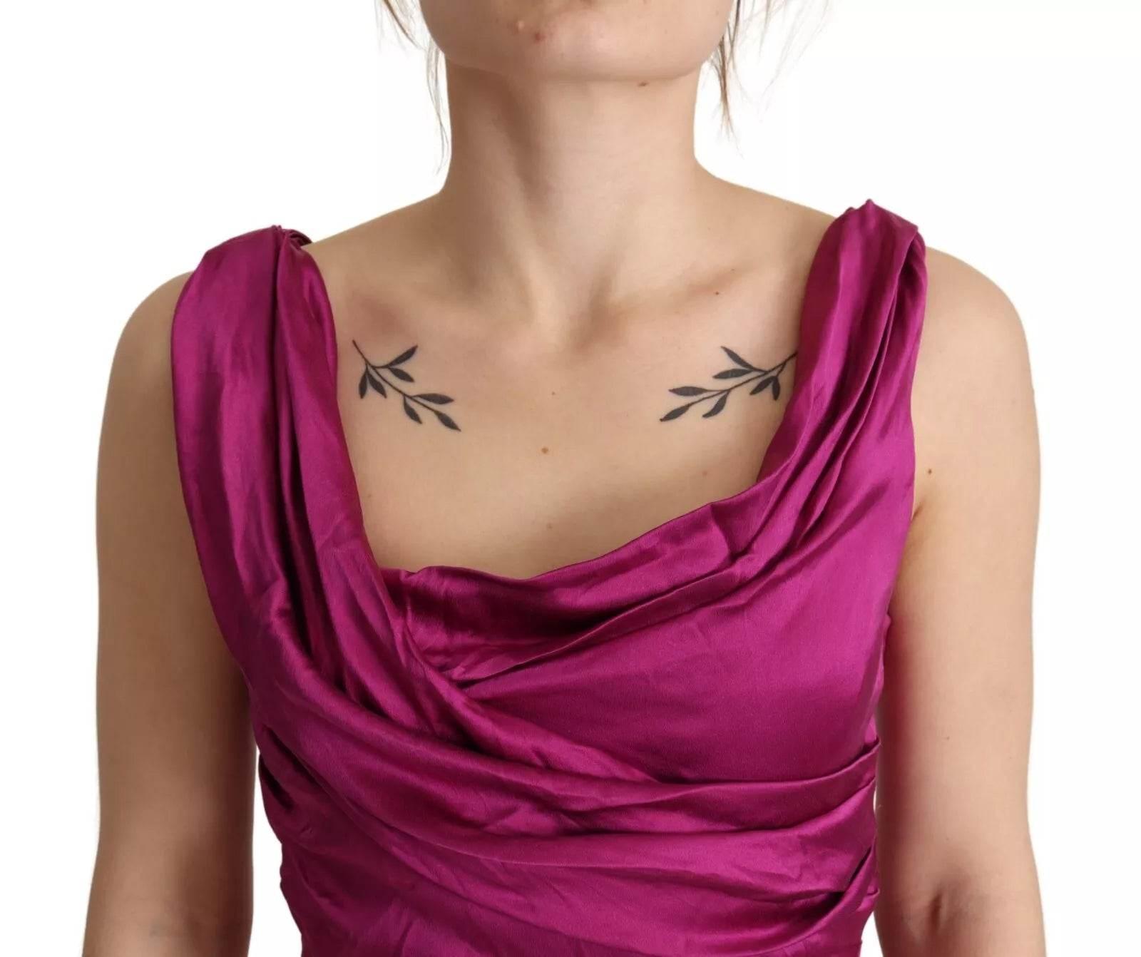 Dolce & Gabbana Sheath Mermaid Fuchsia Silk Stretch Gown Dress - Hilstor