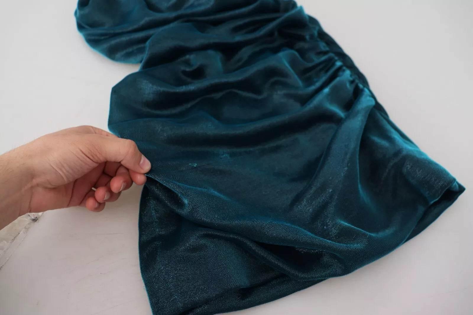 Dolce & Gabbana Silk Blend Blue Satin Fitted Strapless Dress - Hilstor