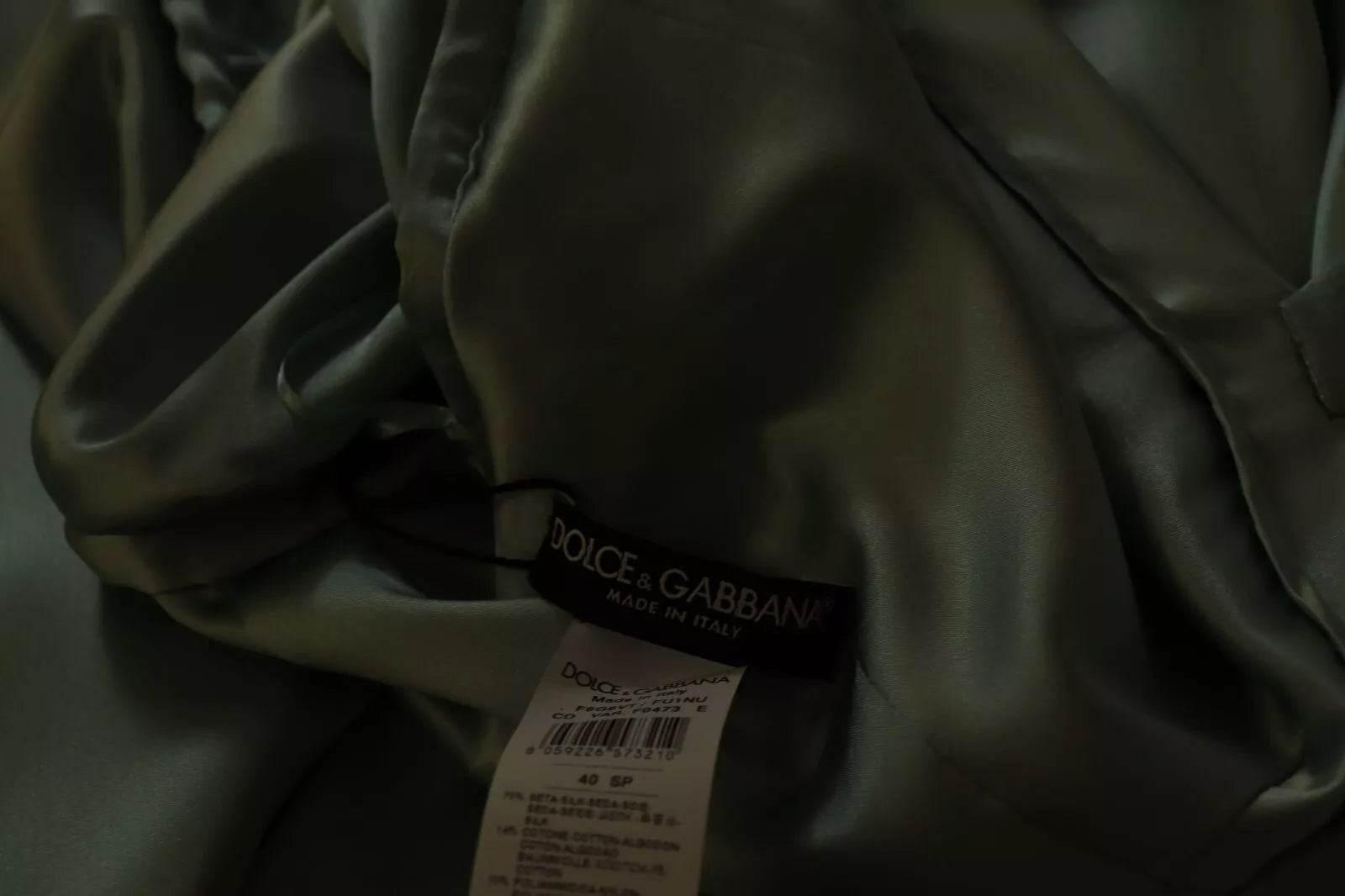 Dolce & Gabbana Silk Mint Green Fit Cut One Shoulder Midi Dress - Hilstor