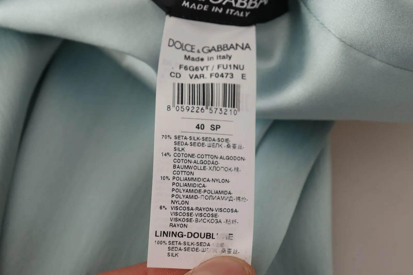 Dolce & Gabbana Silk Mint Green Fit Cut One Shoulder Midi Dress - Hilstor