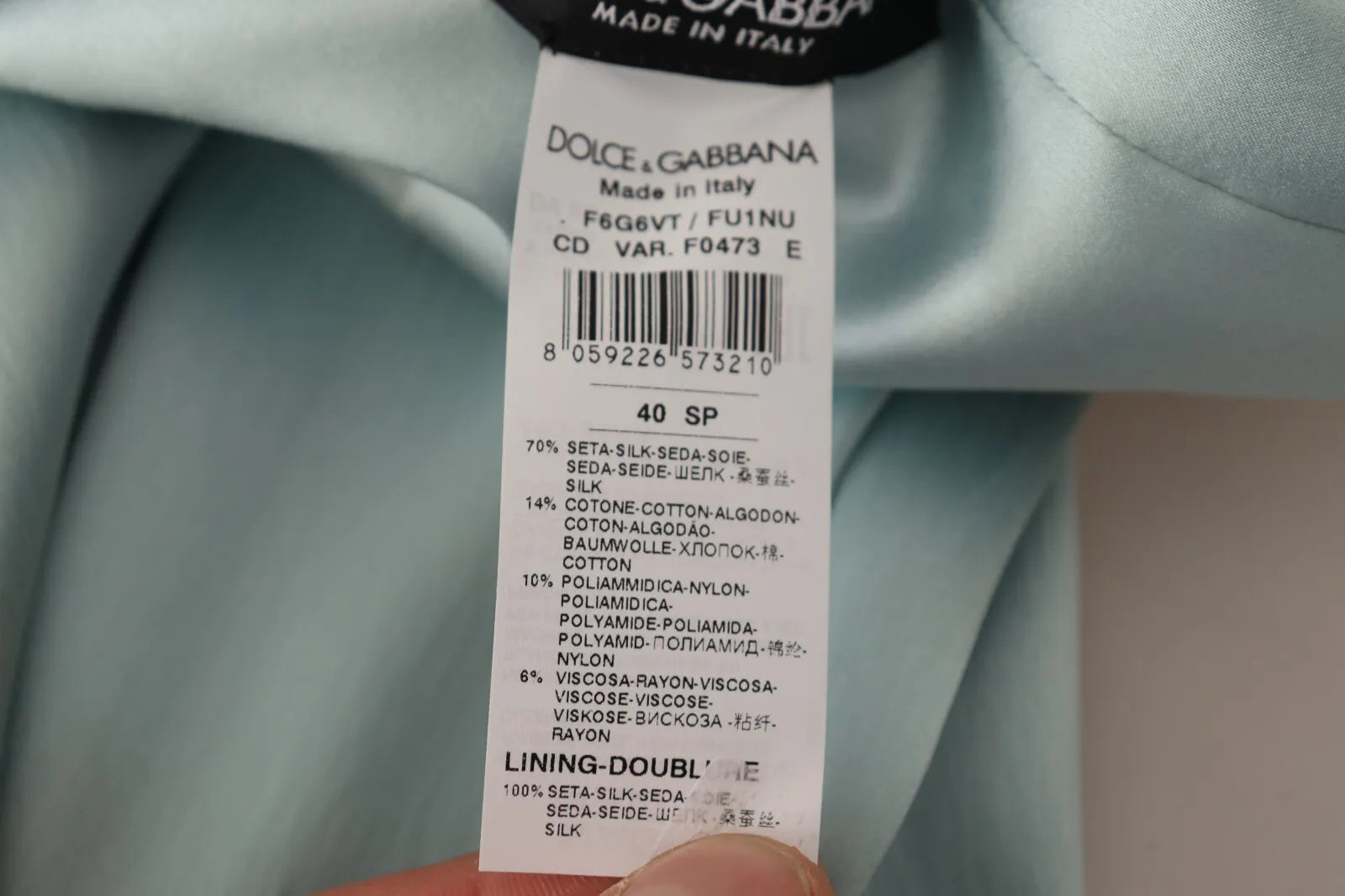Dolce &amp; Gabbana Silk Mint Green Fit Cut One Shoulder Midi-kjole