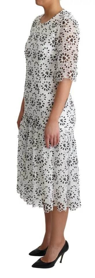Dolce & Gabbana White Cutout Design Polyester A-line Midi Dress - Hilstor