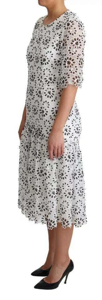 Dolce &amp; Gabbana White Cutout Design Polyester A-line midikjole