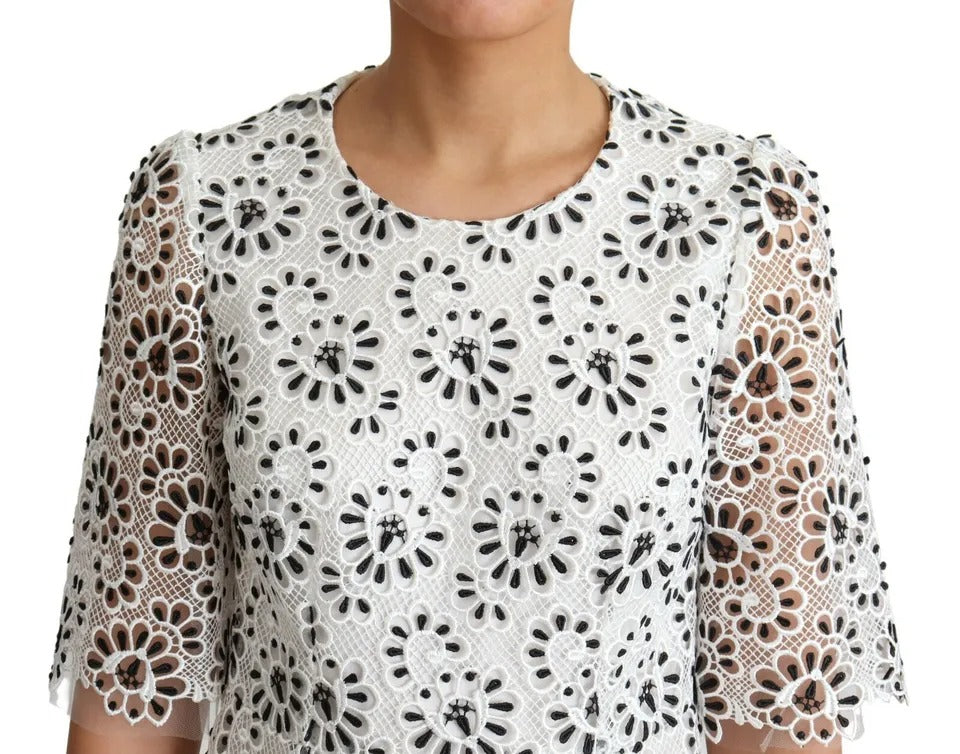 Dolce &amp; Gabbana White Cutout Design Polyester A-line midikjole