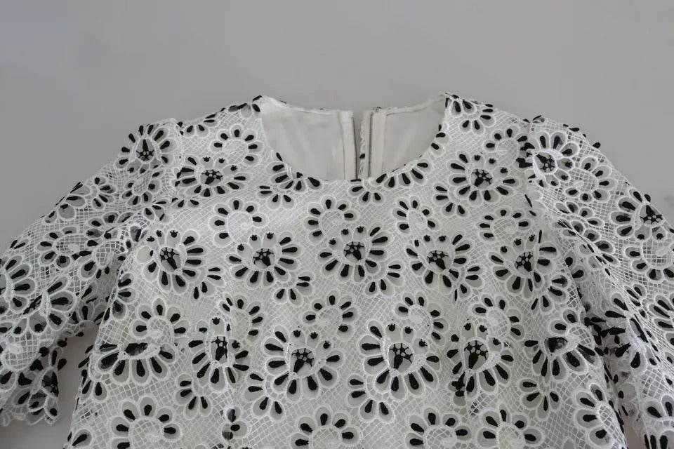 Dolce & Gabbana White Cutout Design Polyester A-line Midi Dress - Hilstor
