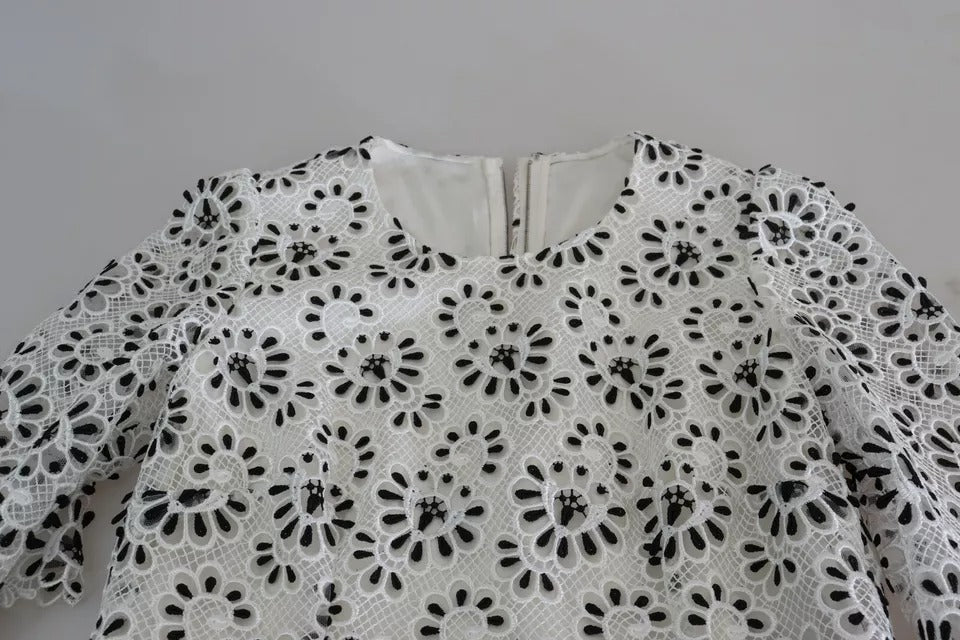 Dolce &amp; Gabbana White Cutout Design Polyester A-line midikjole