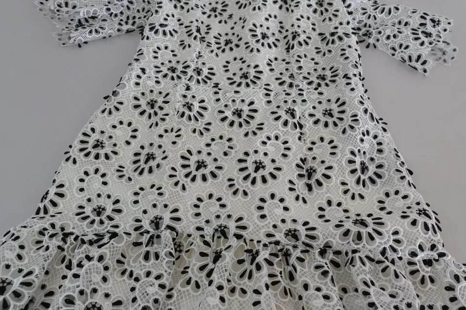 Dolce & Gabbana White Cutout Design Polyester A-line Midi Dress - Hilstor