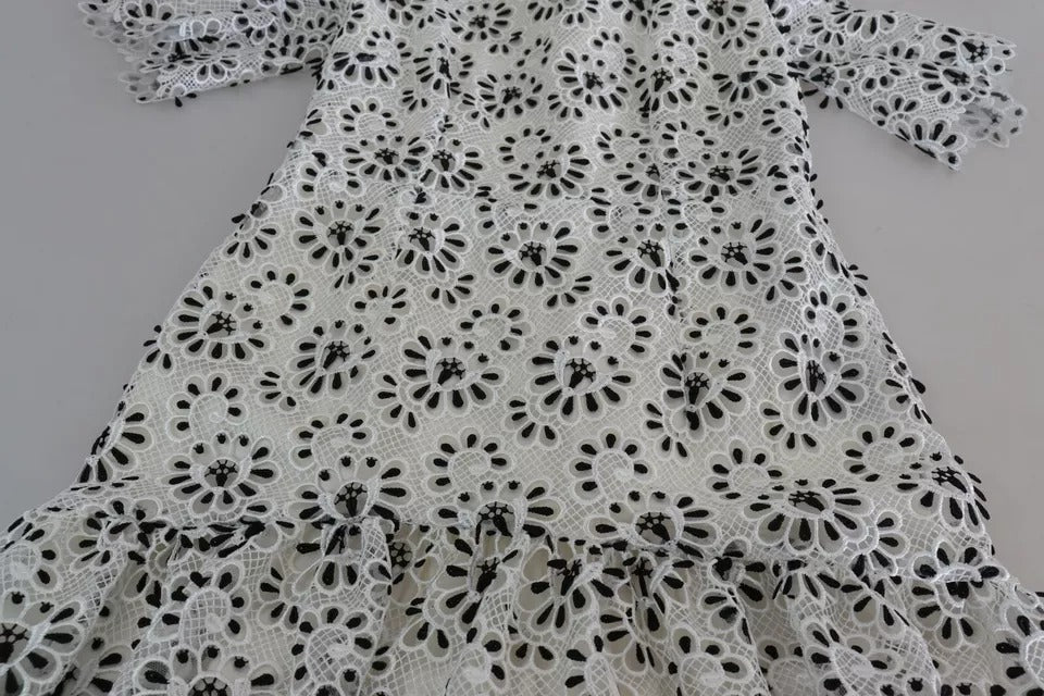 Dolce &amp; Gabbana White Cutout Design Polyester A-line midikjole