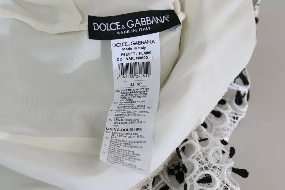 Dolce &amp; Gabbana White Cutout Design Polyester A-line midikjole