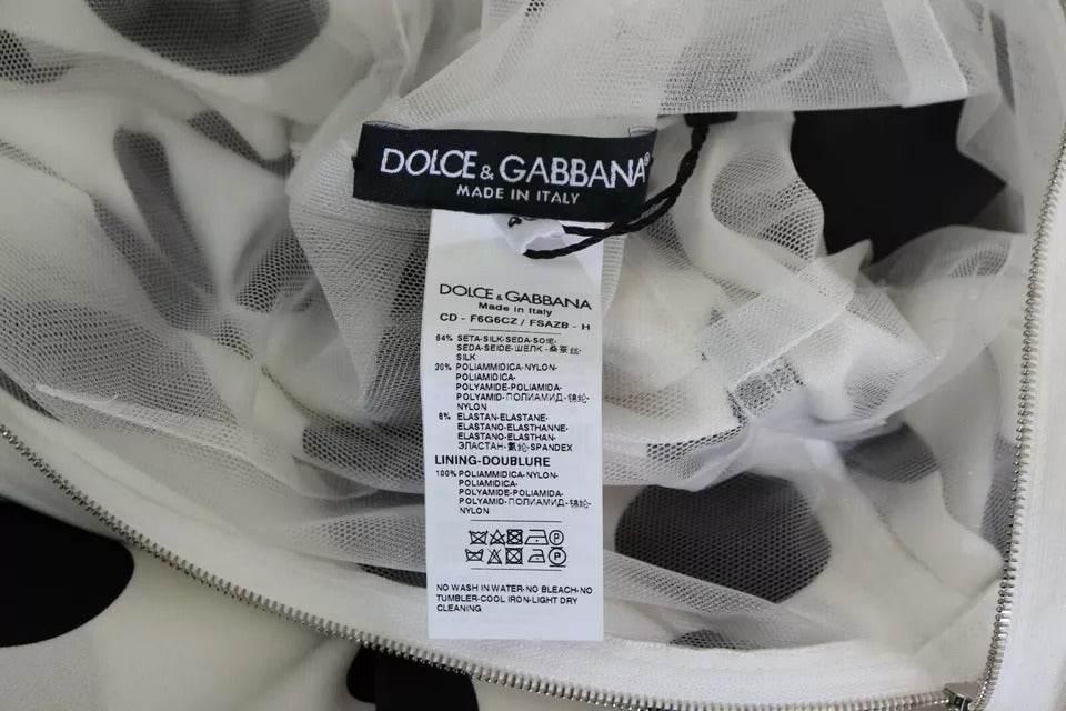 Dolce & Gabbana White Polka Dots Crystal One Shoulder Dress - Hilstor