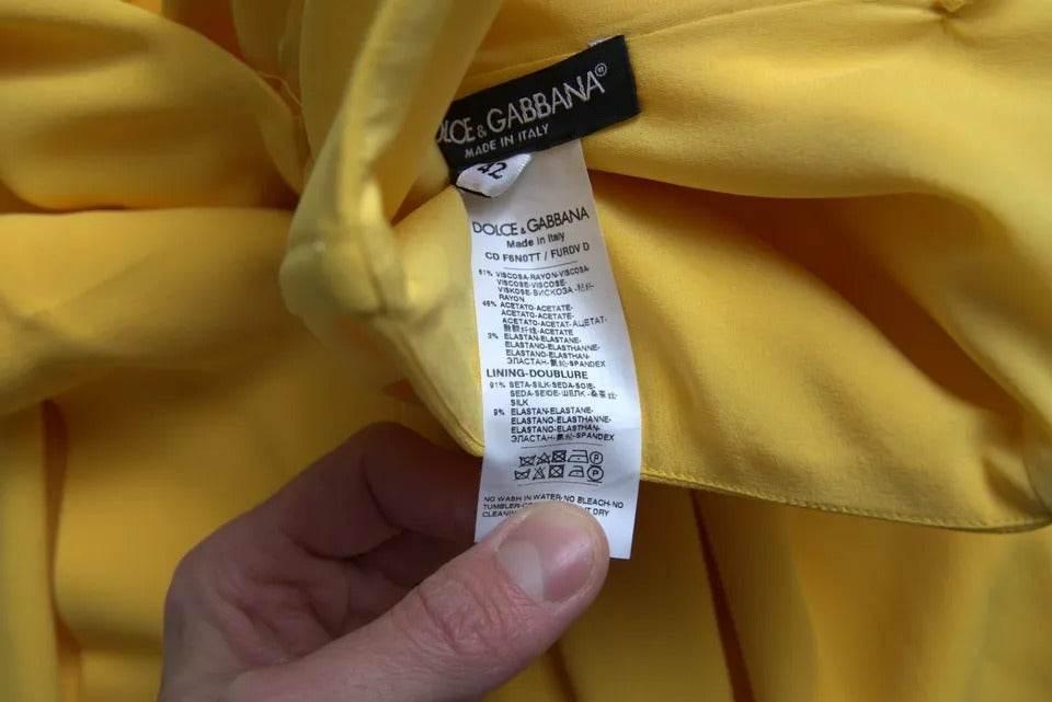 Dolce & Gabbana Yellow One Shoulder Side Slit Midi Dress - Hilstor