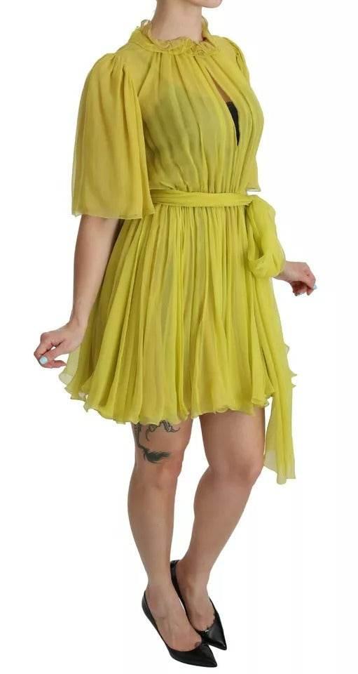 Dolce & Gabbana Yellow Shift A-line Silk Gown Dress - Hilstor