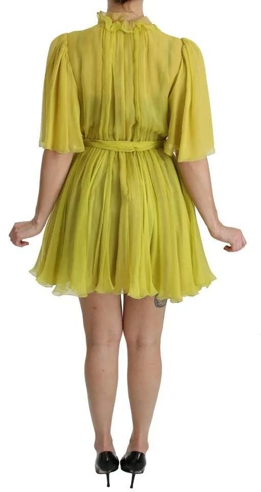 Dolce & Gabbana Yellow Shift A-line Silk Gown Dress - Hilstor