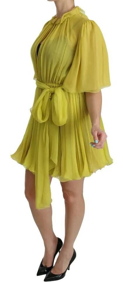 Dolce & Gabbana Yellow Shift A-line Silk Gown Dress - Hilstor