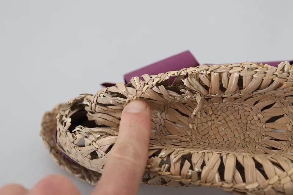 Dolce & Gabbana Brown Ribbon Floral Embellished Straw Hat - Hilstor