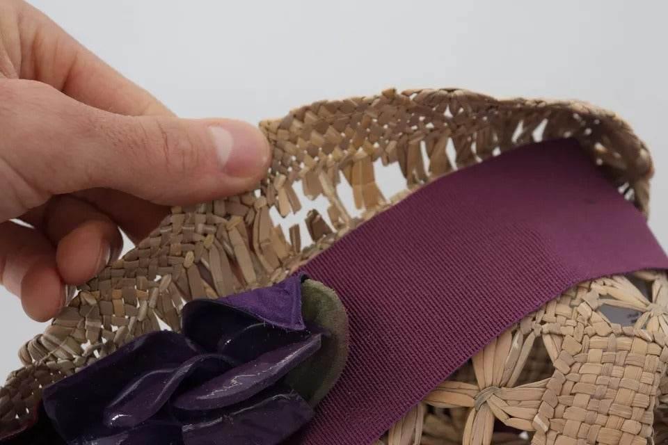 Dolce & Gabbana Brown Ribbon Floral Embellished Straw Hat - Hilstor