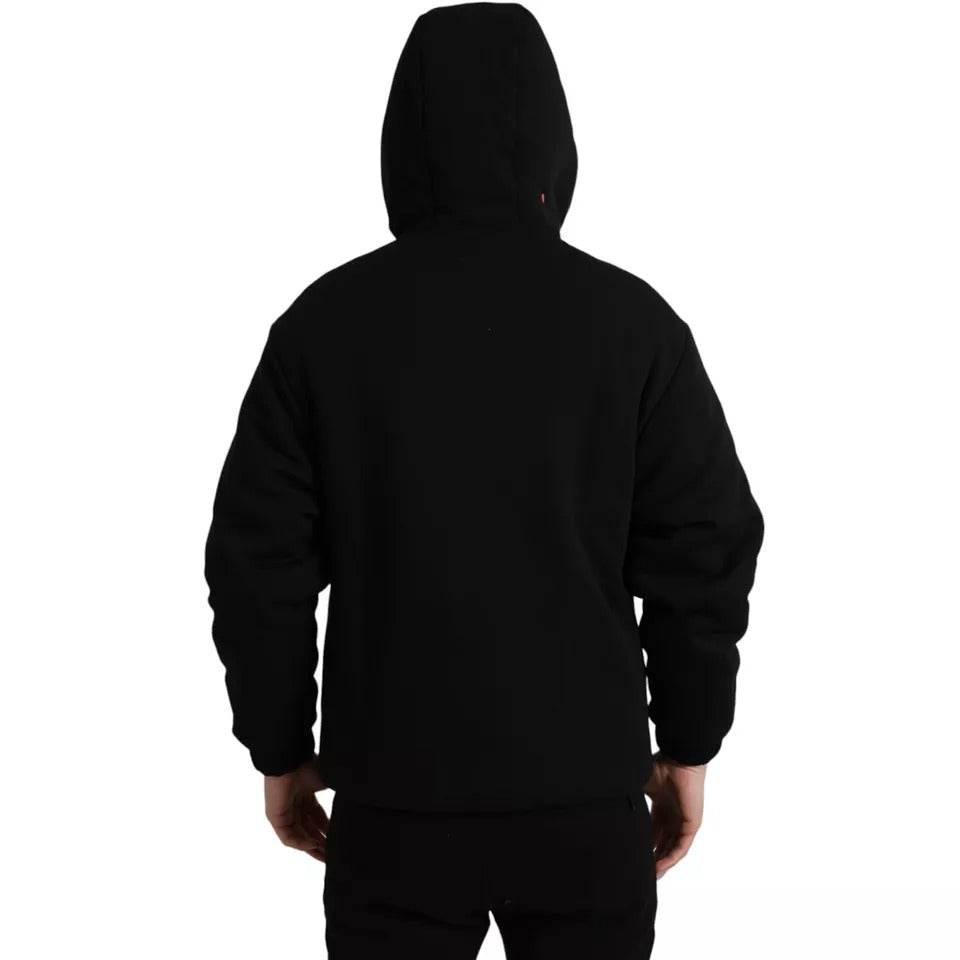 Dolce & Gabbana Black Cotton Hooded Logo Bomber Jacket - Hilstor