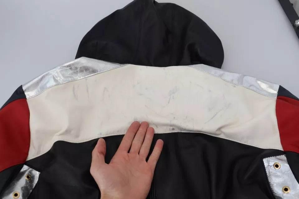 Dolce & Gabbana Black Leather Hooded Blouson Coat Jacket - Hilstor