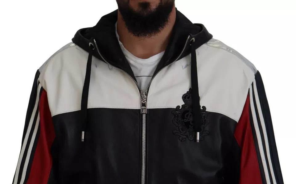 Dolce & Gabbana Black Leather Hooded Blouson Coat Jacket - Hilstor