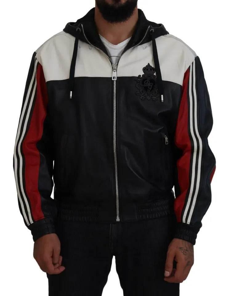 Dolce & Gabbana Black Leather Hooded Blouson Coat Jacket - Hilstor