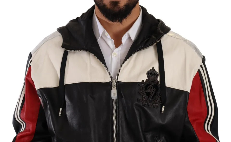 Dolce &amp; Gabbana Blouson-jakke med sort læder med hætte
