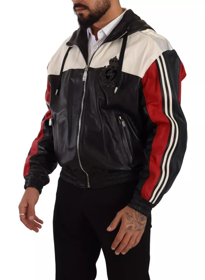 Dolce &amp; Gabbana Blouson-jakke med sort læder med hætte