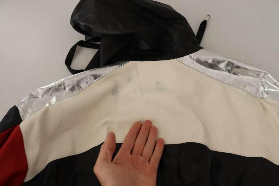 Dolce & Gabbana Black Leather Hooded Blouson Jacket - Hilstor