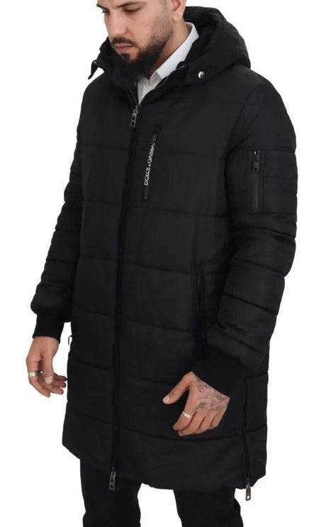Dolce & Gabbana Black Nylon Hooded Parka Coat Winter Jacket - Hilstor