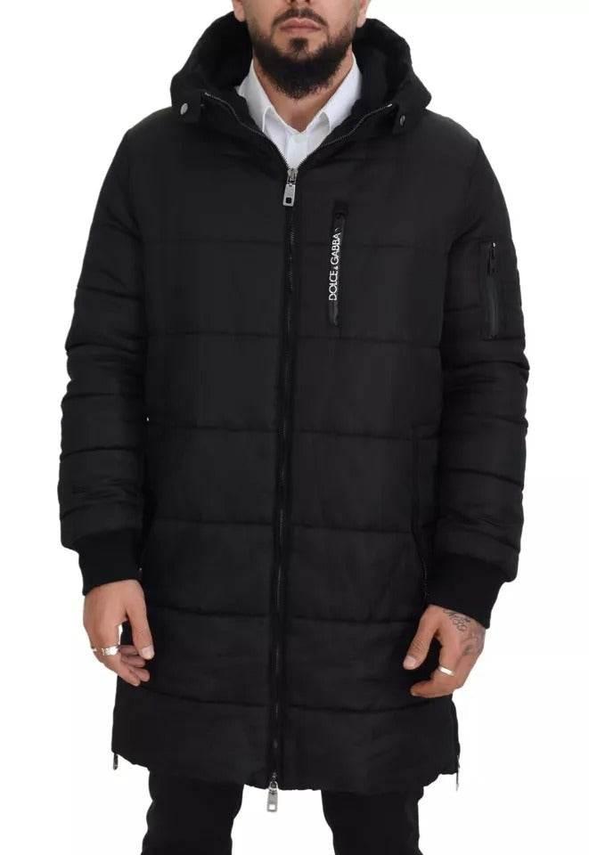 Dolce & Gabbana Black Nylon Hooded Parka Coat Winter Jacket - Hilstor